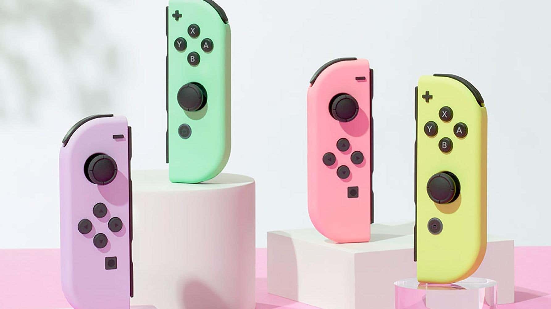 Pastel-colored Joy-Cons on display 